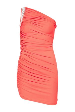 Crystal claw draped mini dress in orange DAVID KOMA | RE25DK43DORANGESILVER